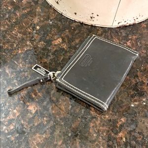 Coach black leather mini wallet coin or key purse